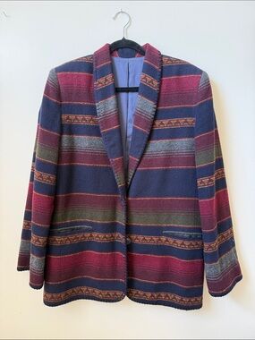 VINTAGE Dalmys Southwestern Blanket Blazer Wool Blend